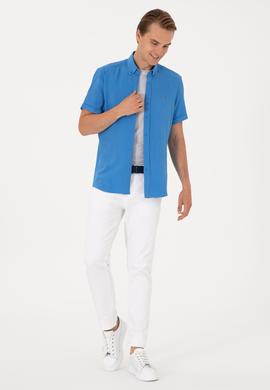 Erkek İndigo Kısa Kollu Gömlek - 50306328018