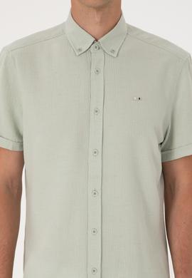 Erkek Su Yeşili Kısa Kollu Gömlek - 50306328032