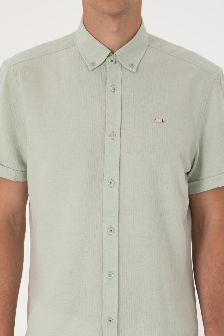 Erkek Su Yeşili Kısa Kollu Gömlek - 50306328032