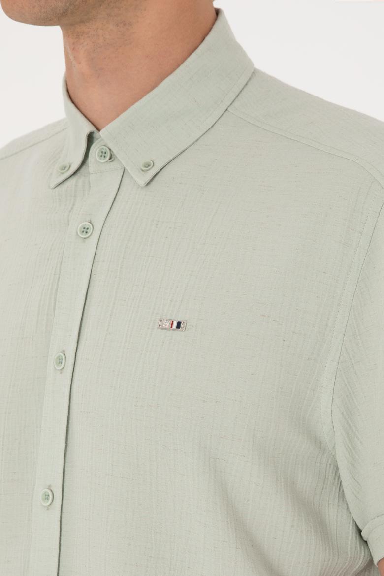 Erkek Su Yeşili Kısa Kollu Gömlek - 50306328032