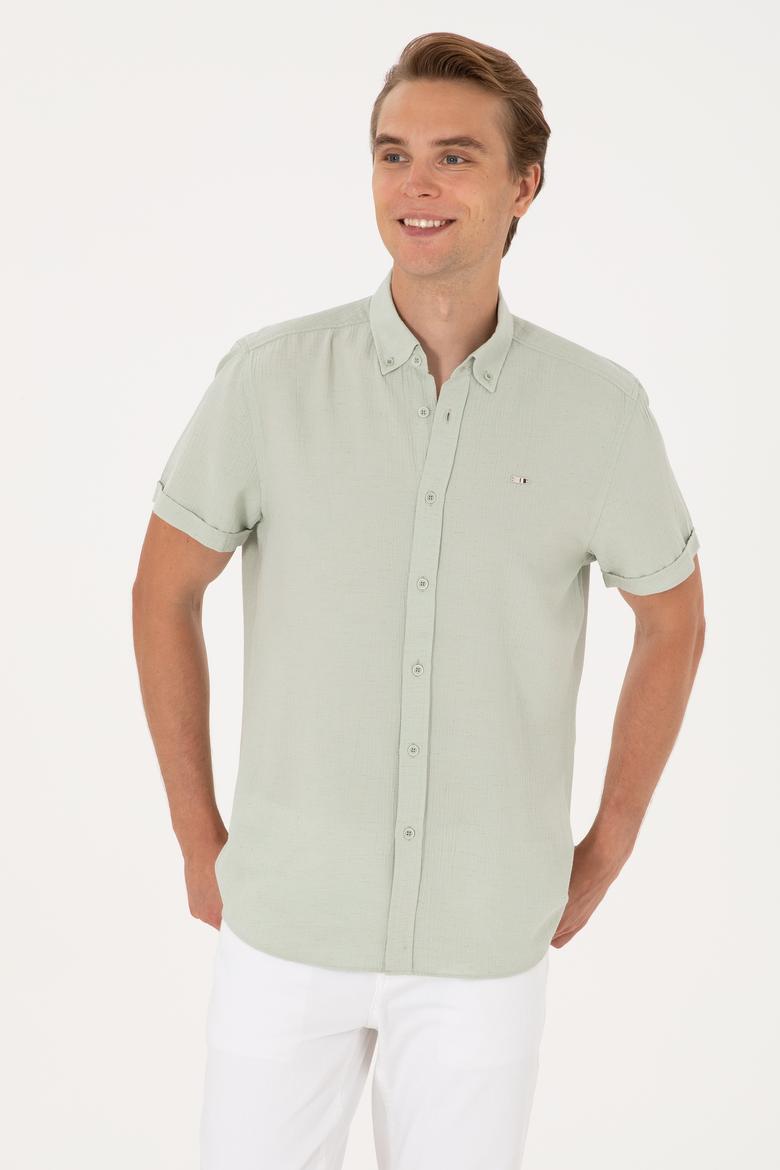 Erkek Su Yeşili Kısa Kollu Gömlek - 50306328032