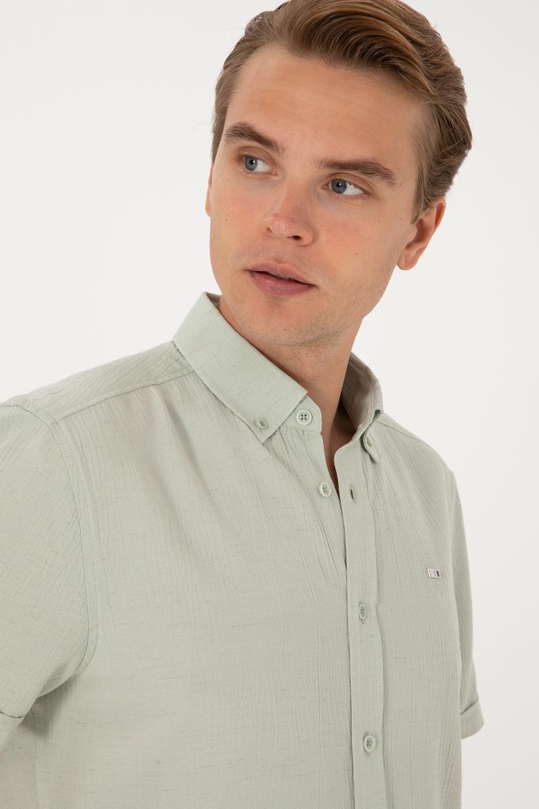 Erkek Su Yeşili Kısa Kollu Gömlek - 50306328032