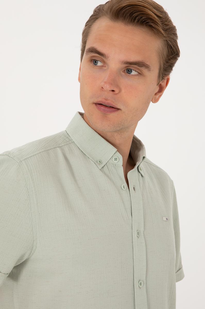 Erkek Su Yeşili Kısa Kollu Gömlek