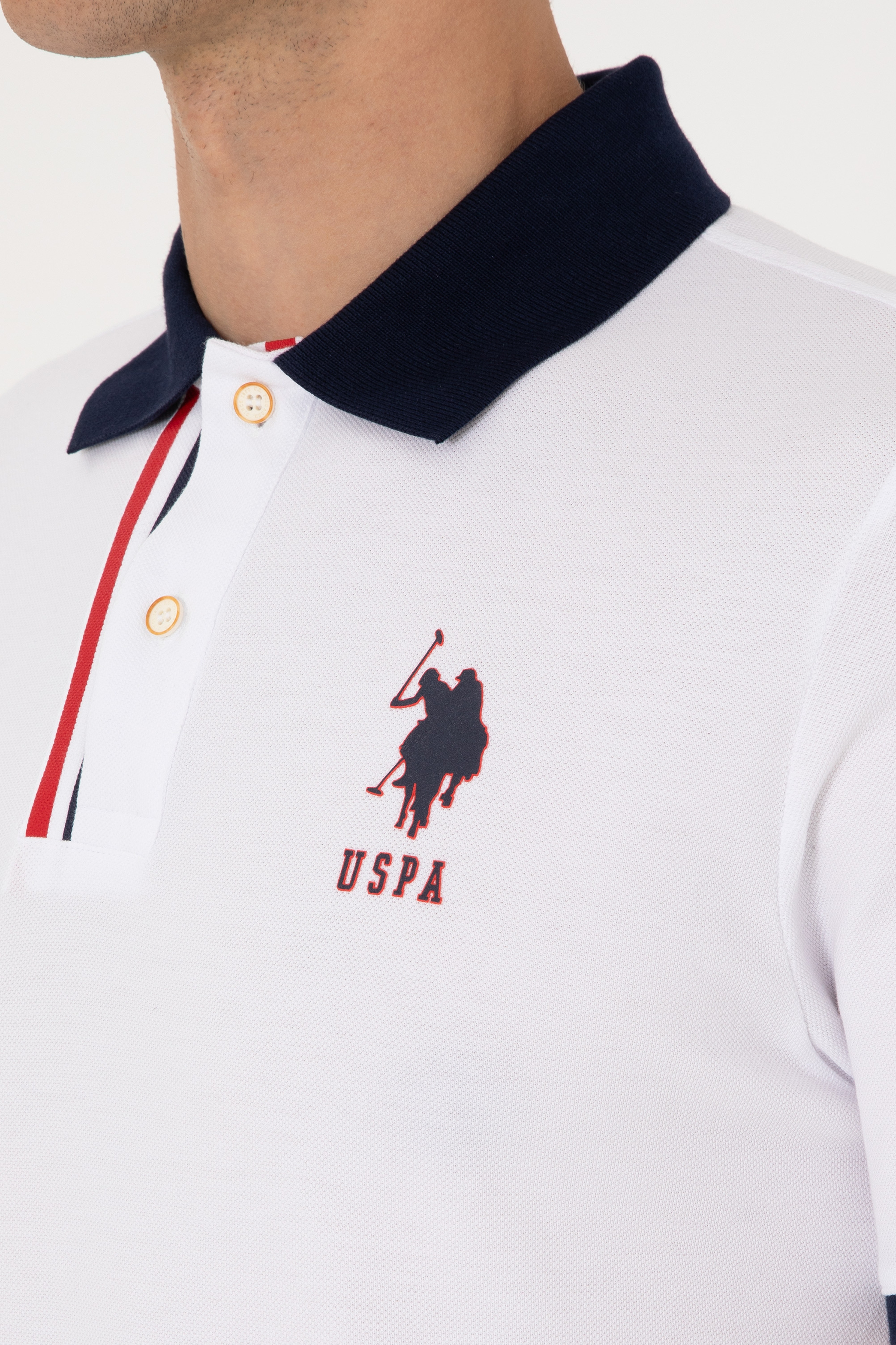 Erkek Regular Fit Polo Yaka Beyaz Tişört - Image 7