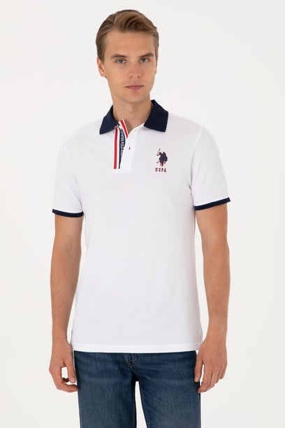Erkek Regular Fit Polo Yaka Beyaz Tişört