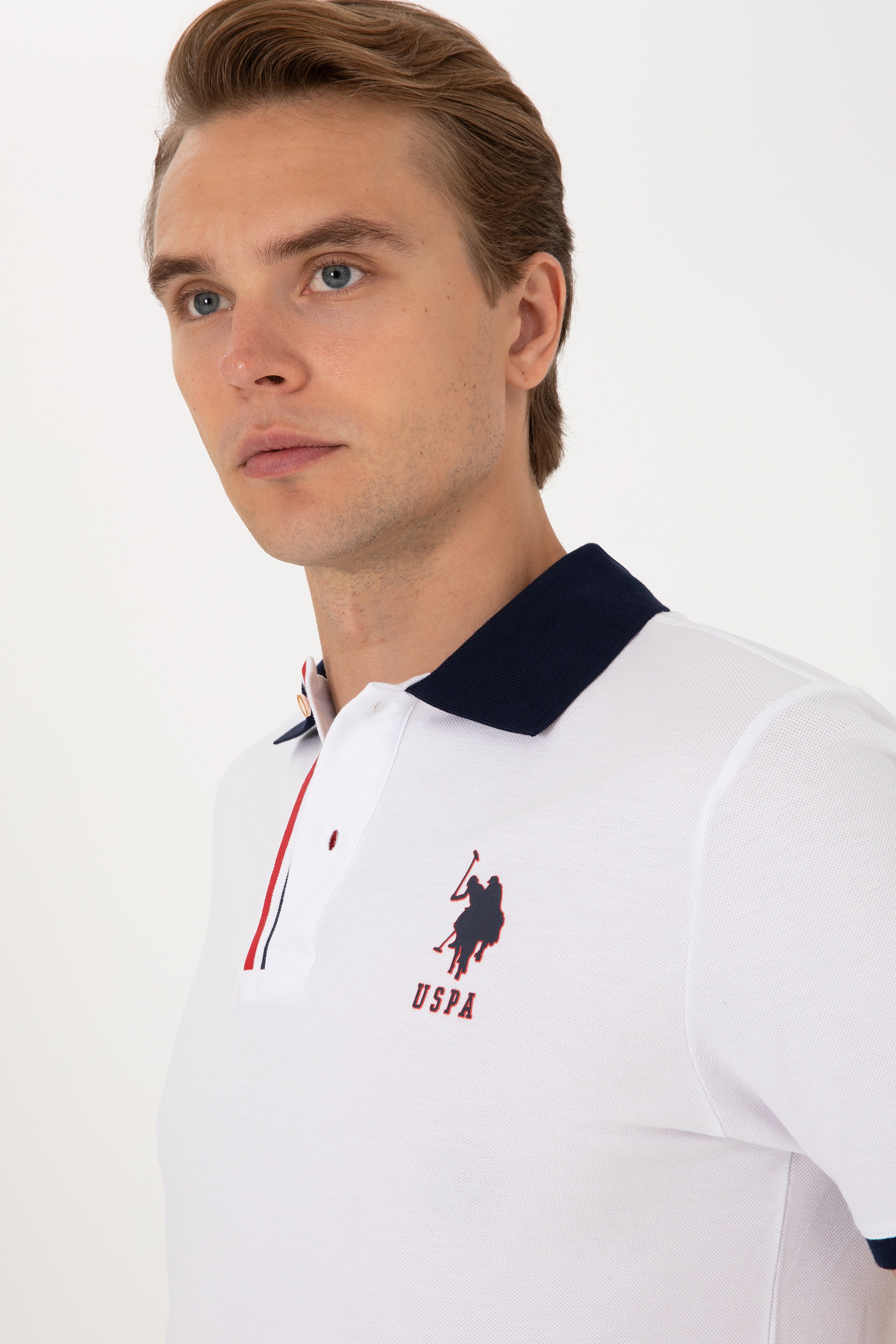 Erkek Regular Fit Polo Yaka Beyaz Tişört - Image 2