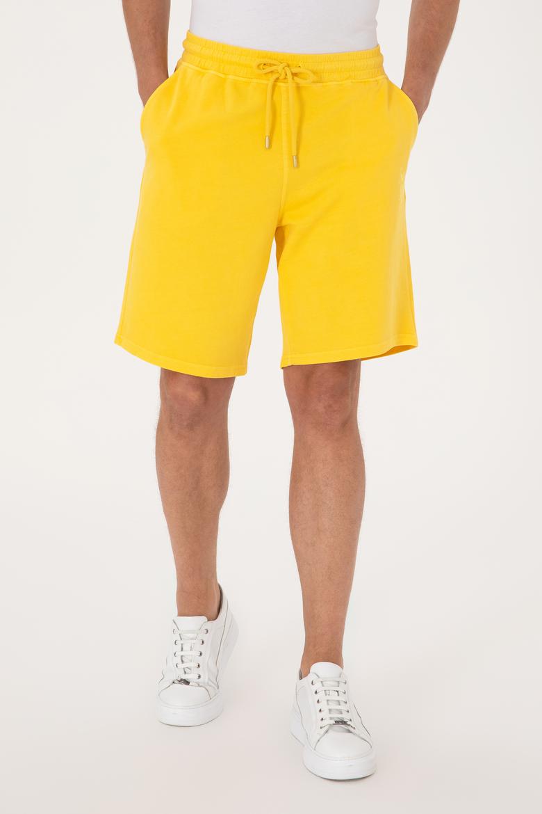 Erkek Sarı Örme Şort - 50298037018