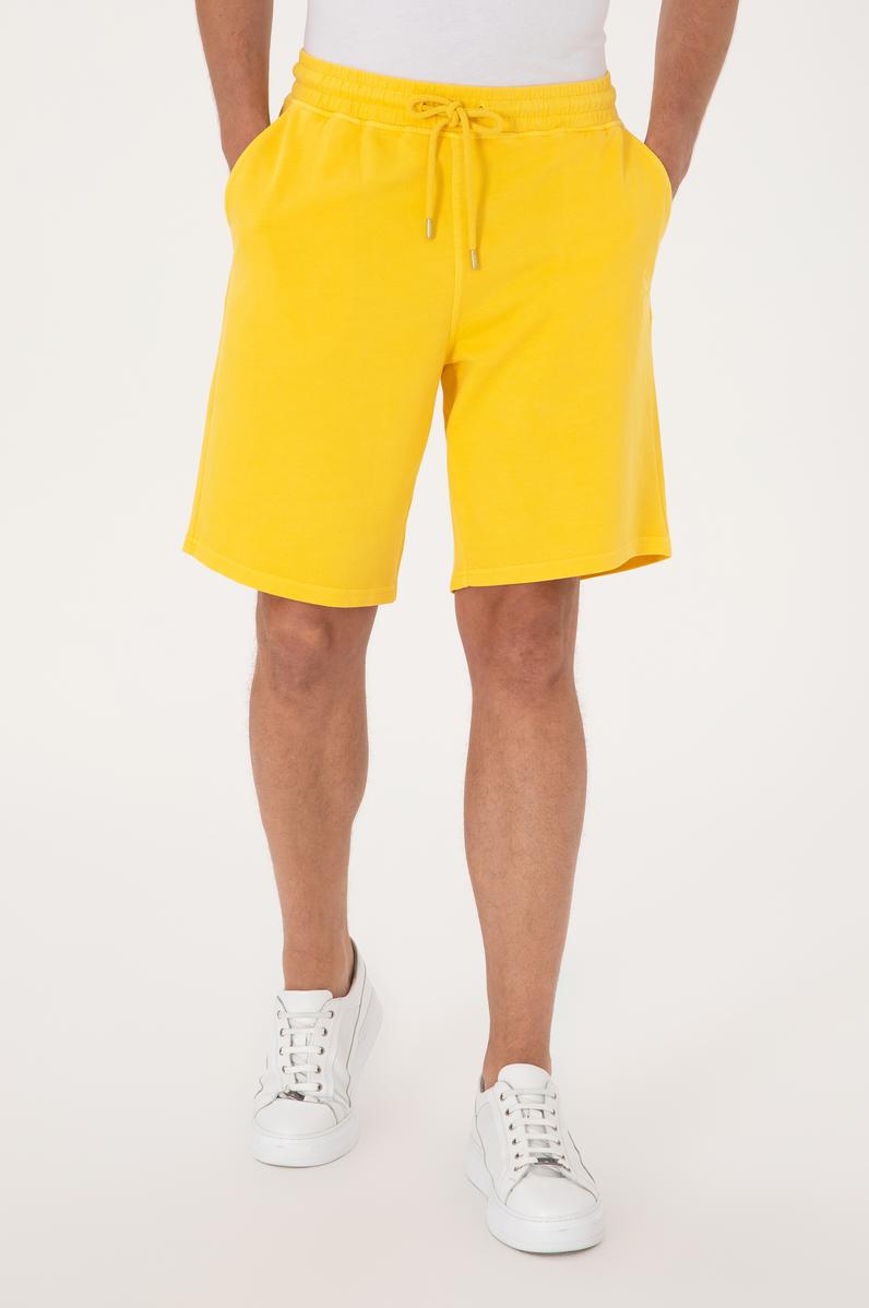 Erkek Sarı Örme Şort