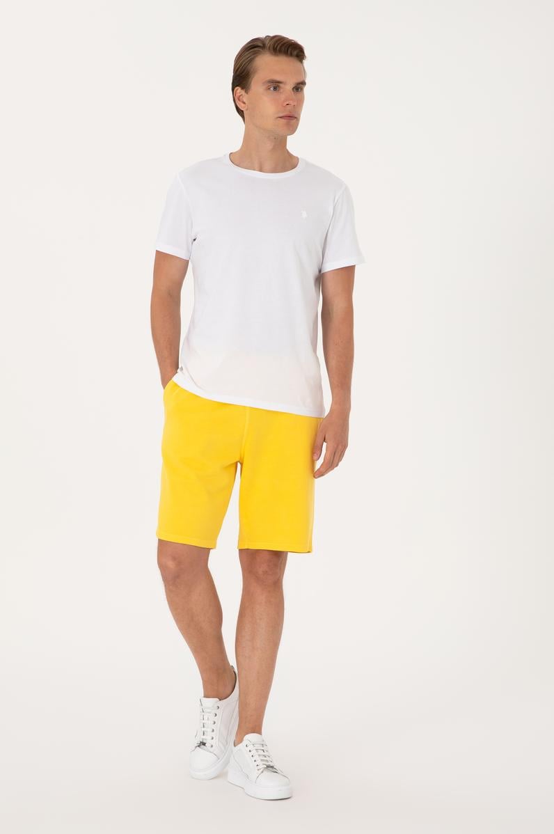 Erkek Sarı Örme Şort
