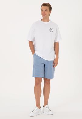 Erkek Mavi Örme Şort - 50298037068