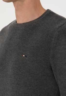 Erkek Slim Fit Bisiklet Yaka Antrasit Melanj Basic Kazak - 50313667017