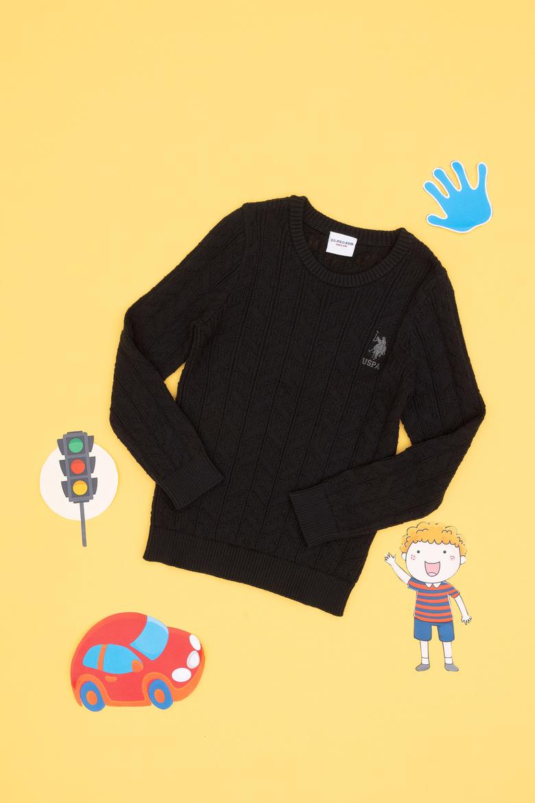 Erkek Çocuk Siyah Basic Kazak