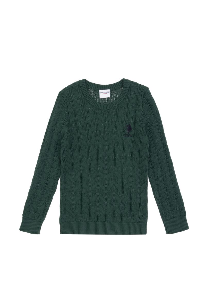 Erkek Çocuk Koyu Yeşil Basic Kazak