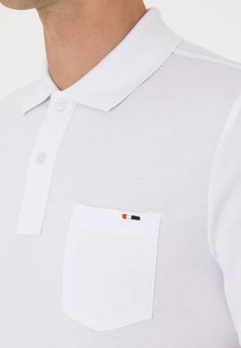 Erkek Regular Fit Polo Yaka Beyaz Cepli Tişört - 50306818017