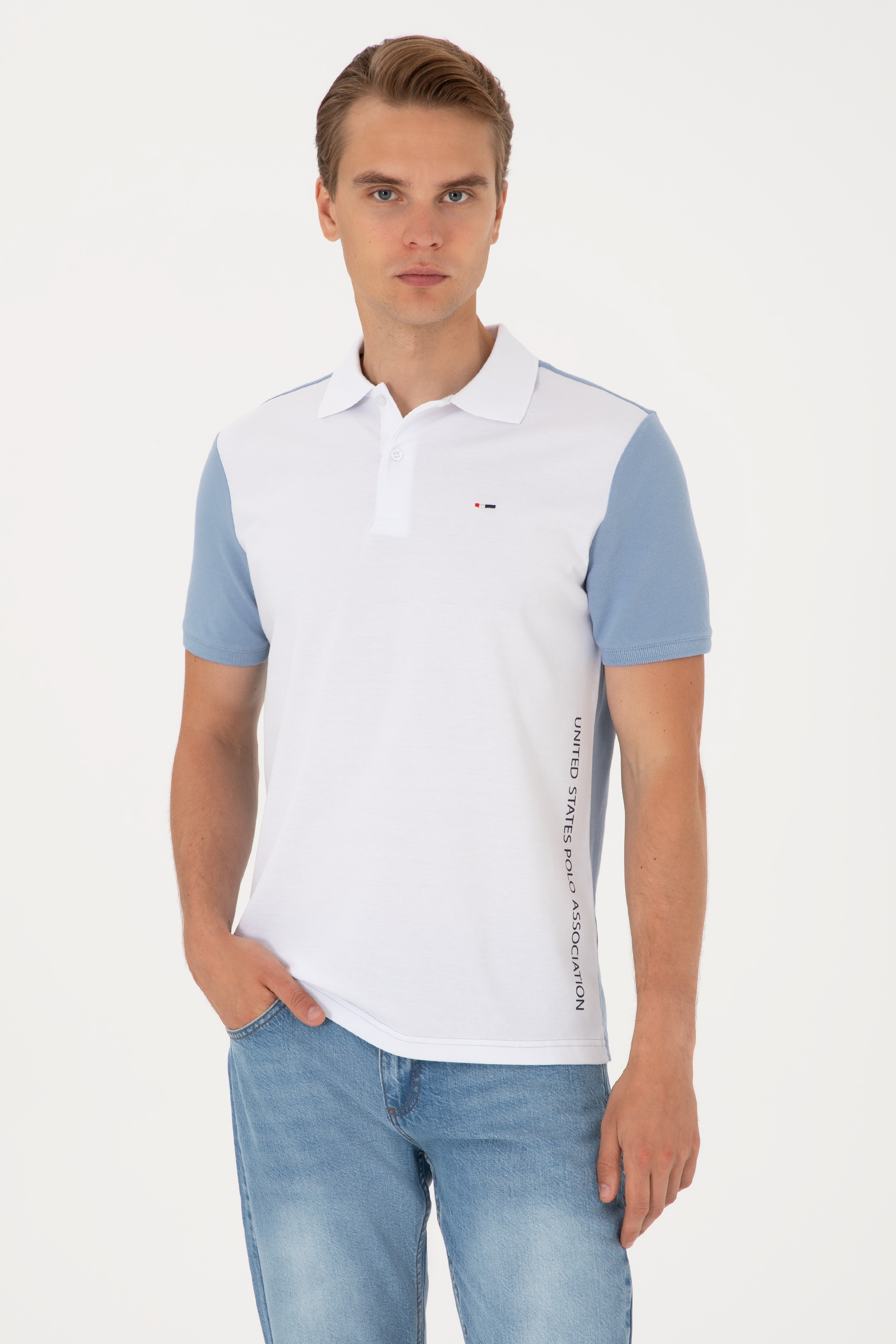 Erkek Regular Fit Mavi Polo Yaka Tişört - Image 1