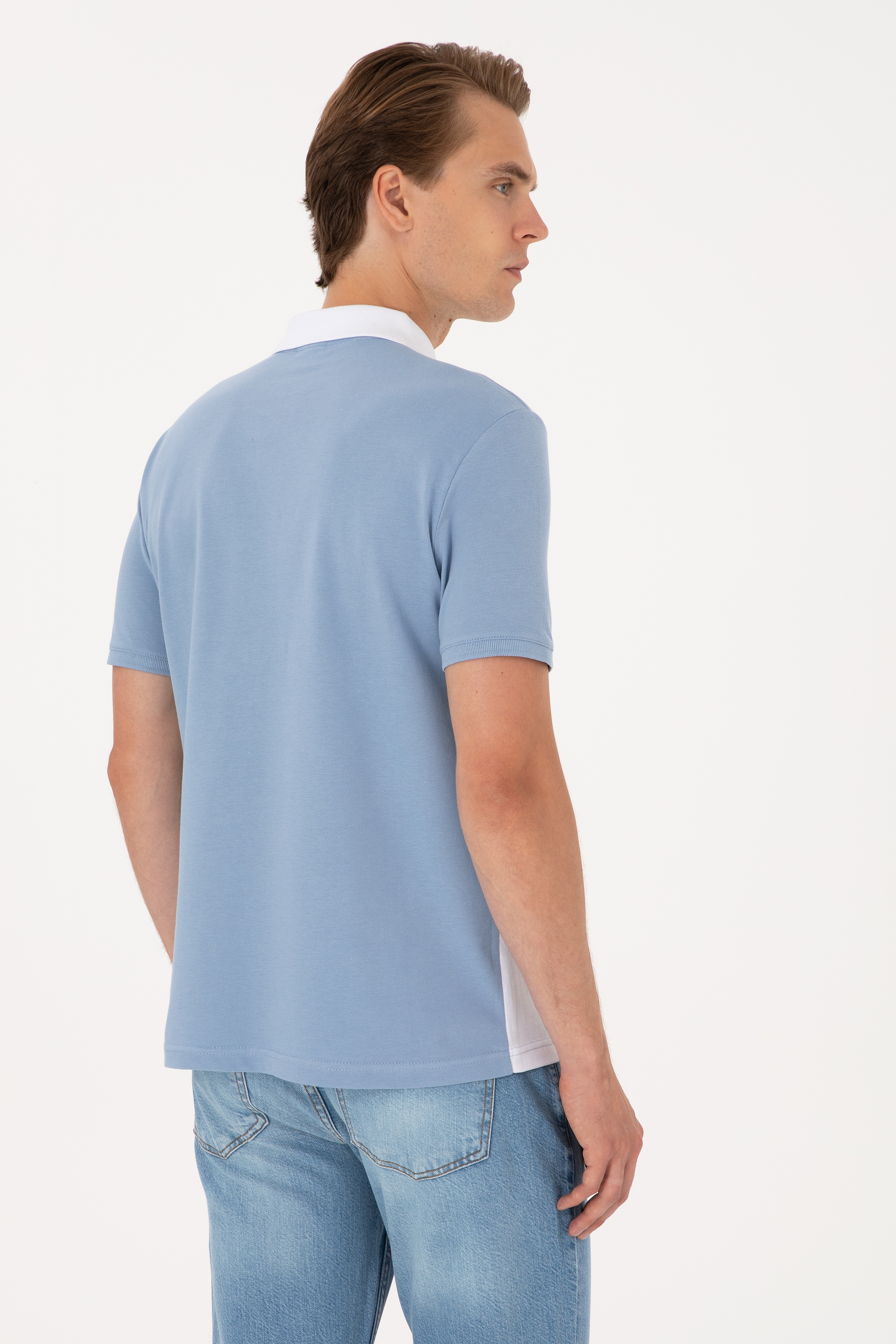 Erkek Regular Fit Mavi Polo Yaka Tişört