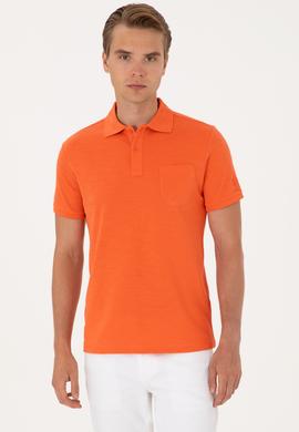 Erkek Slim Fit Polo Yaka Nar Çiçeği Tişört - 50299538027