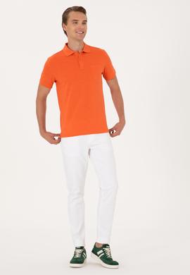Erkek Slim Fit Polo Yaka Nar Çiçeği Tişört - 50299538027