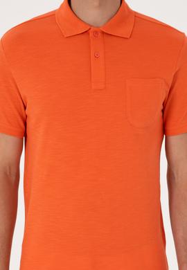 Erkek Slim Fit Polo Yaka Nar Çiçeği Tişört - 50299538027