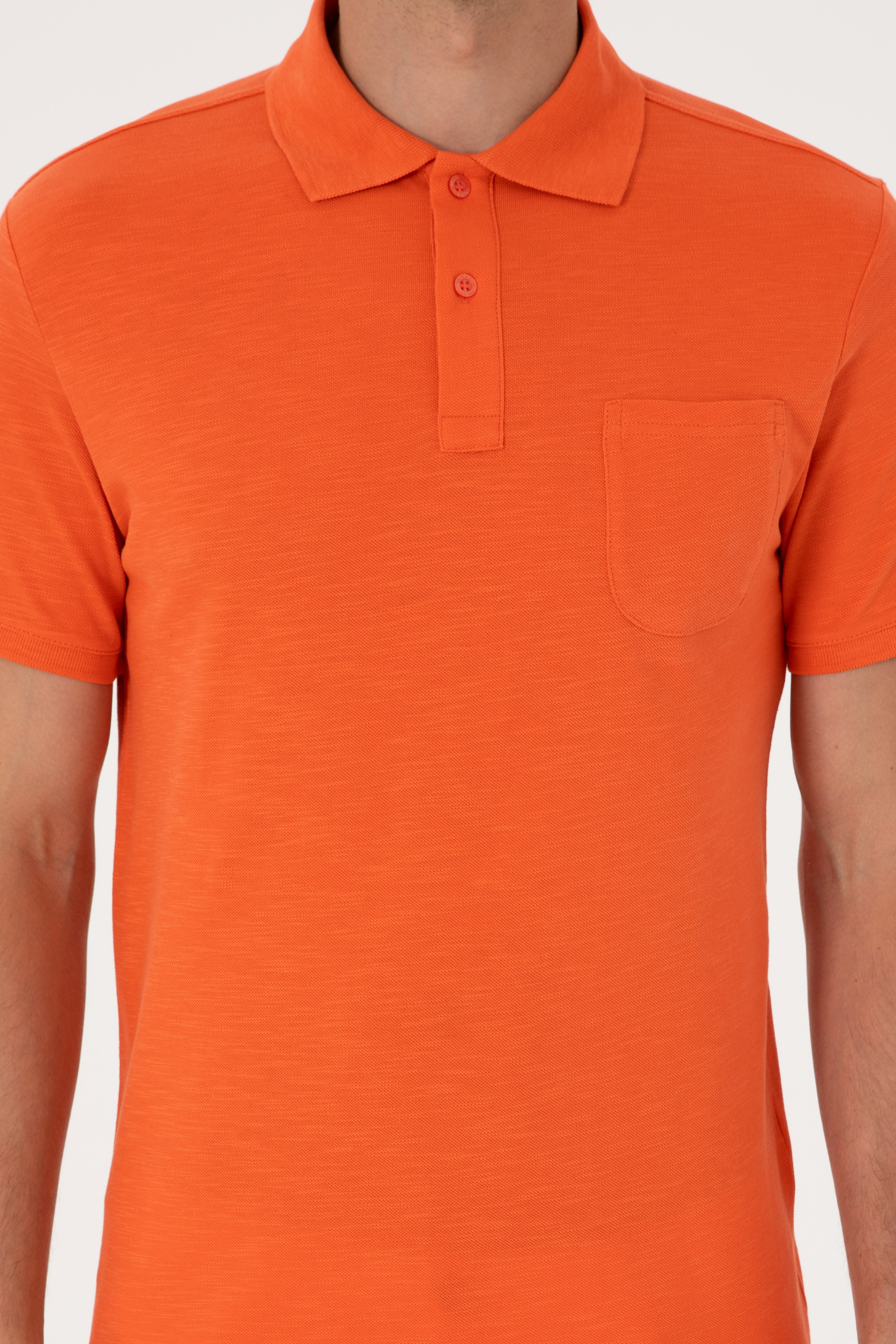 Erkek Slim Fit Polo Yaka Nar Çiçeği Tişört - Image 6