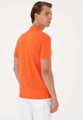Erkek Slim Fit Polo Yaka Nar Çiçeği Tişört - 50299538027