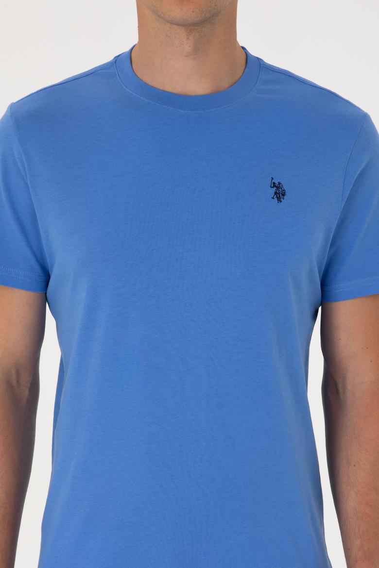 Erkek Regular Fit Bisiklet Yaka İndigo Basic Tişört - 50298015077