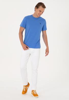 Erkek Regular Fit Bisiklet Yaka İndigo Basic Tişört - 50298015077