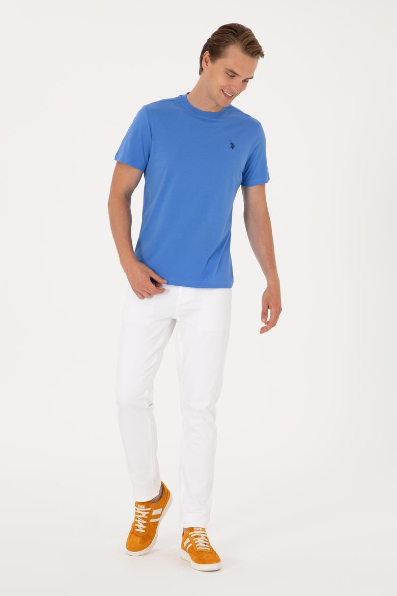 Erkek Regular Fit Bisiklet Yaka İndigo Basic Tişört - 50298015077