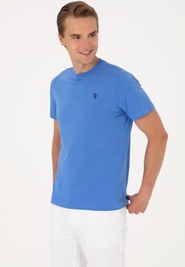 Erkek Regular Fit Bisiklet Yaka İndigo Basic Tişört - 50298015077