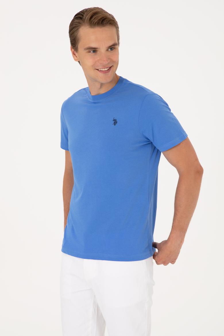 Erkek Regular Fit Bisiklet Yaka İndigo Basic Tişört - 50298015077