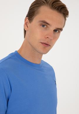 Erkek Regular Fit Bisiklet Yaka İndigo Basic Tişört - 50298015077