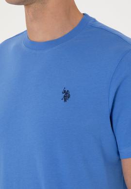 Erkek Regular Fit Bisiklet Yaka İndigo Basic Tişört - 50298015077