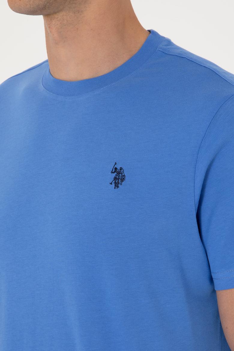 Erkek Regular Fit Bisiklet Yaka İndigo Basic Tişört - 50298015077