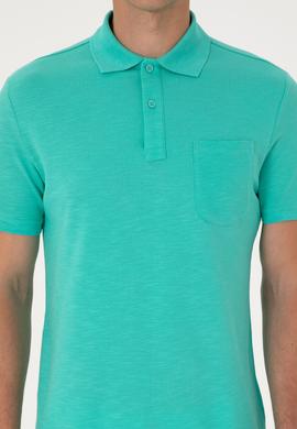 Erkek Slim Fit Polo Yaka Mint Tişört - 50299538007