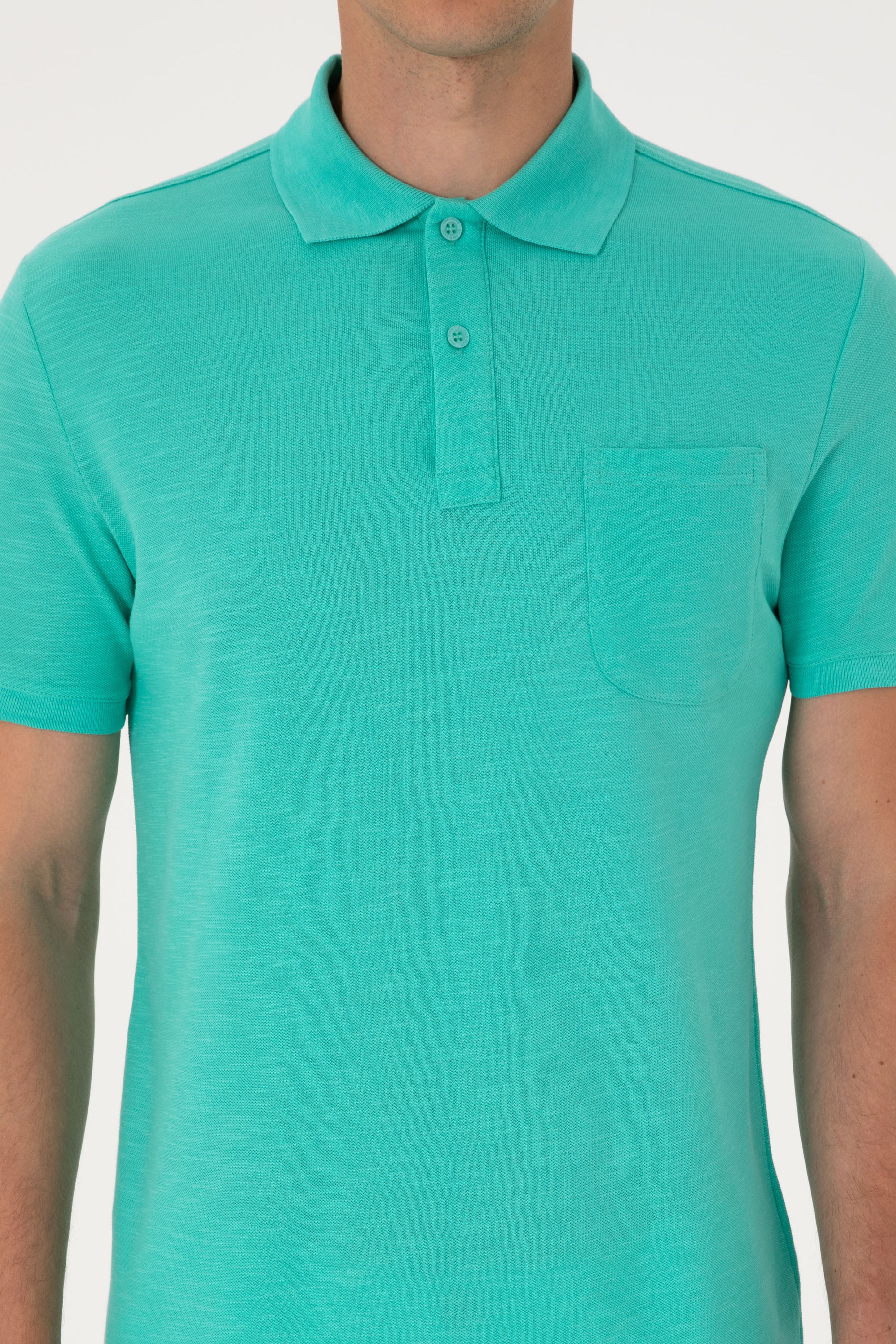 Erkek Slim Fit Polo Yaka Mint Tişört