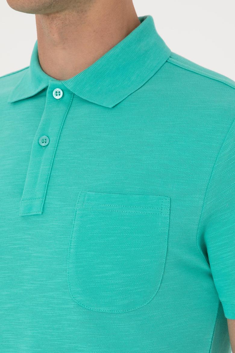 Erkek Slim Fit Polo Yaka Mint Tişört - 50299538007