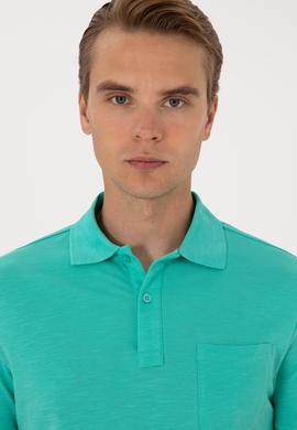 Erkek Slim Fit Polo Yaka Mint Tişört - 50299538007