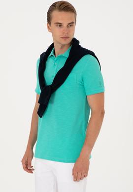 Erkek Slim Fit Polo Yaka Mint Tişört - 50299538007