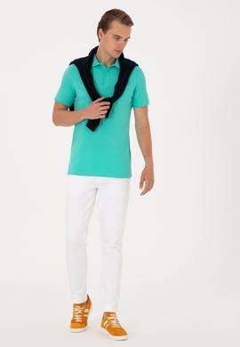 Erkek Slim Fit Polo Yaka Mint Tişört - 50299538007