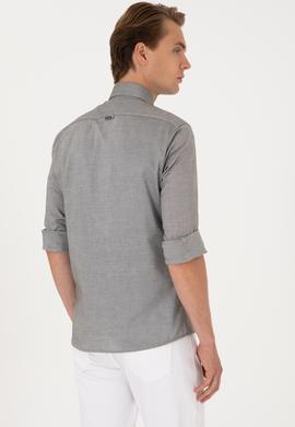 Erkek Koyu Haki Uzun Kollu Basic Gömlek - 50297897066