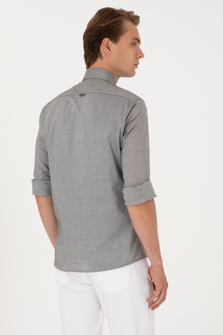 Erkek Koyu Haki Uzun Kollu Basic Gömlek - 50297897066