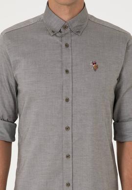 Erkek Koyu Haki Uzun Kollu Basic Gömlek - 50297897066