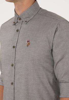 Erkek Koyu Haki Uzun Kollu Basic Gömlek - 50297897066