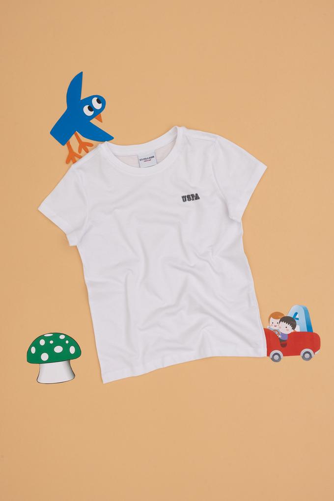 Erkek Çocuk Beyaz Bisiklet Yaka Tişört