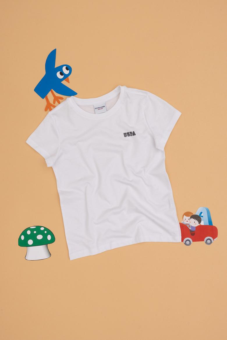 Erkek Çocuk Beyaz Bisiklet Yaka Tişört