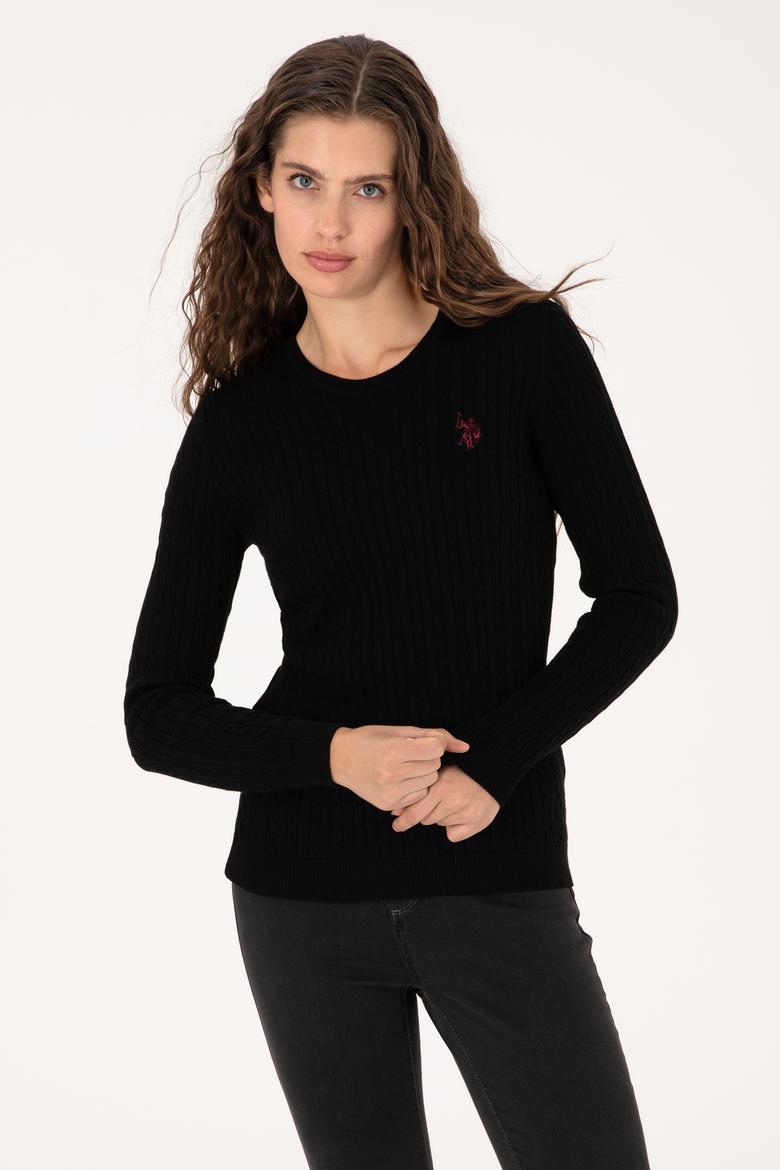 Kadın Siyah Bisiklet Yaka Basic Kazak - 50313626014