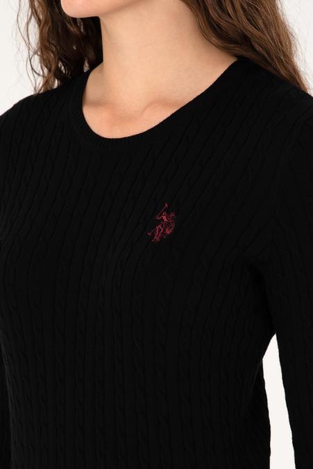 Kadın Siyah Bisiklet Yaka Basic Kazak