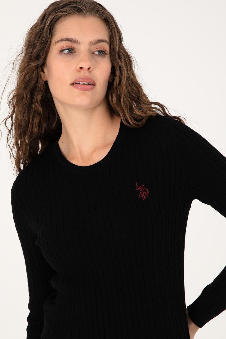 Kadın Siyah Bisiklet Yaka Basic Kazak - 50313626014