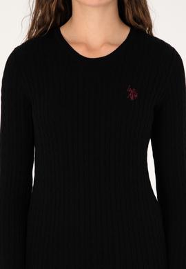 Kadın Siyah Bisiklet Yaka Basic Kazak - 50313626014