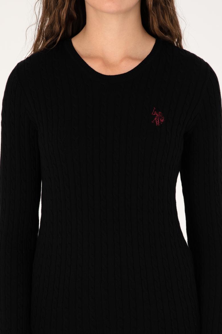 Kadın Siyah Bisiklet Yaka Basic Kazak - 50313626014